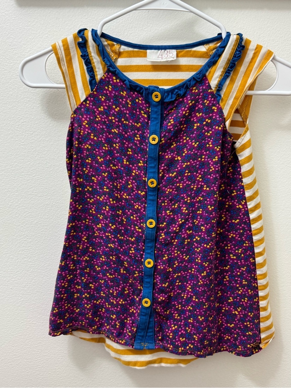 Purple Floral & Mustard Stripe Girls' -Matilda Jane "In a Daze" tank top